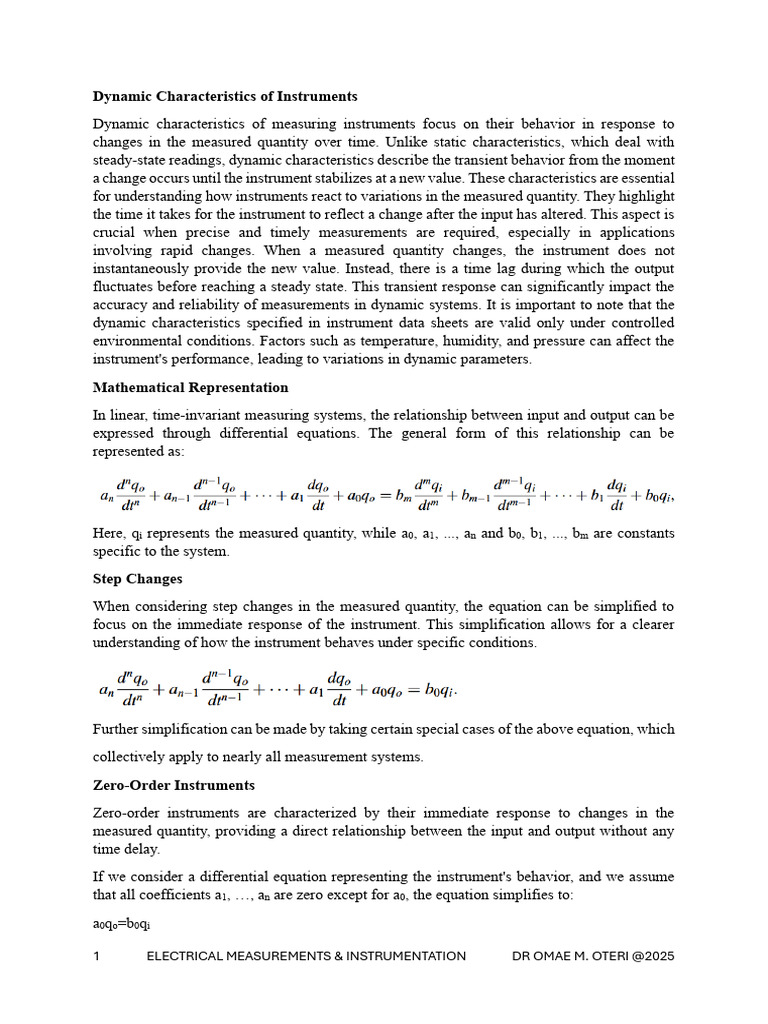 Dynamic Characteristics of Instruments | PDF | Damping | Accelerometer