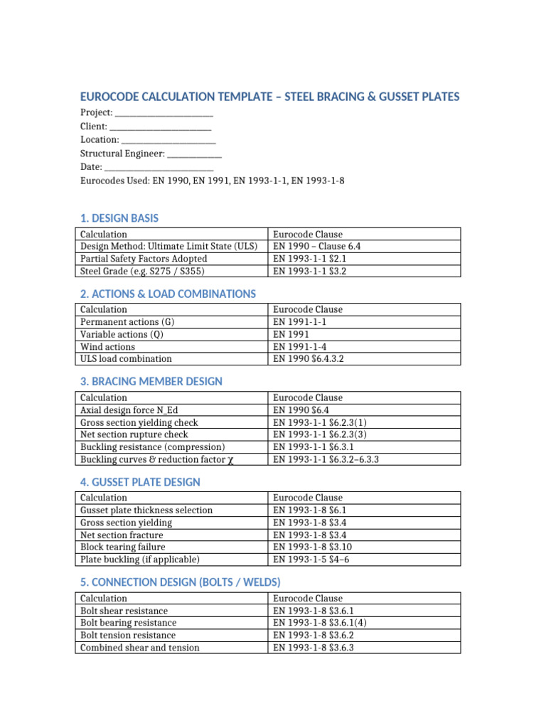 Eurocode Steel Bracing & Gusset Design | PDF