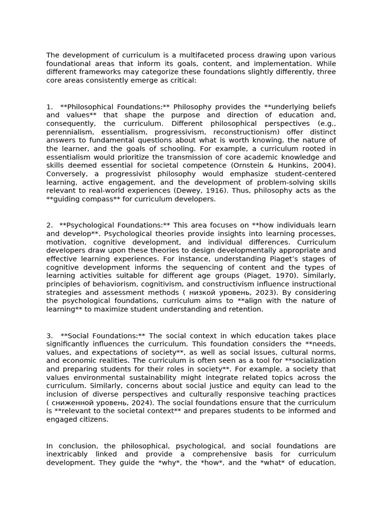 Foundations of Curriculum Development | PDF | Curriculum | Psychology