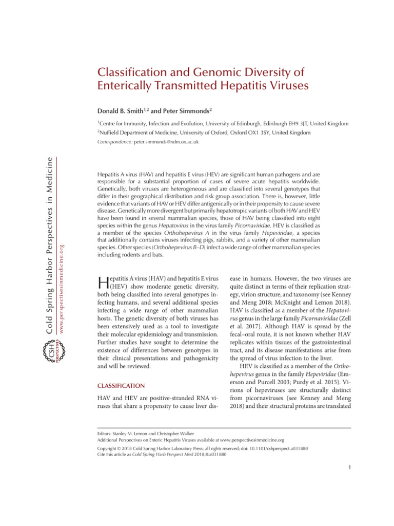 Hepatitis A and E Virus Diversity Analysis | PDF | Virus | Hepatitis