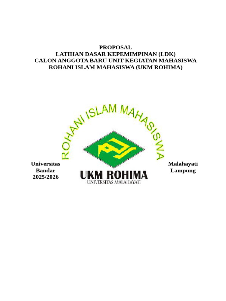 LDK UKM Rohima 2026: Membangun Pemimpin | PDF
