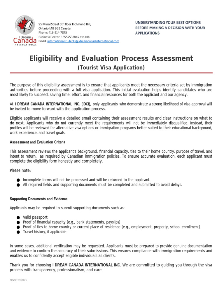 Tourist Visa Eligibility Assessment Guide | PDF | Travel Visa | Passport