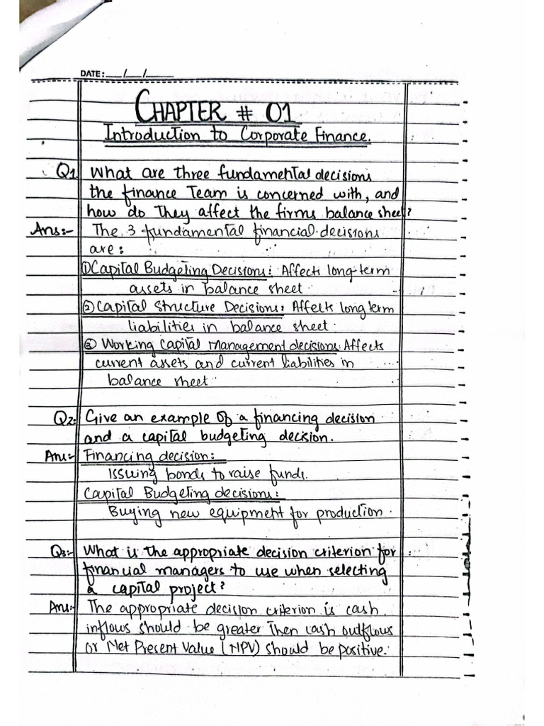 Chp 1,2 Updated Notes Cf | PDF | Interest | Dividend