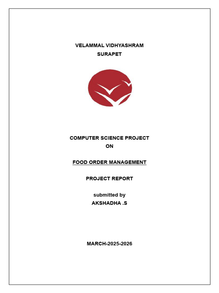 Food Order Management Project Report | PDF | Databases | Relational ...