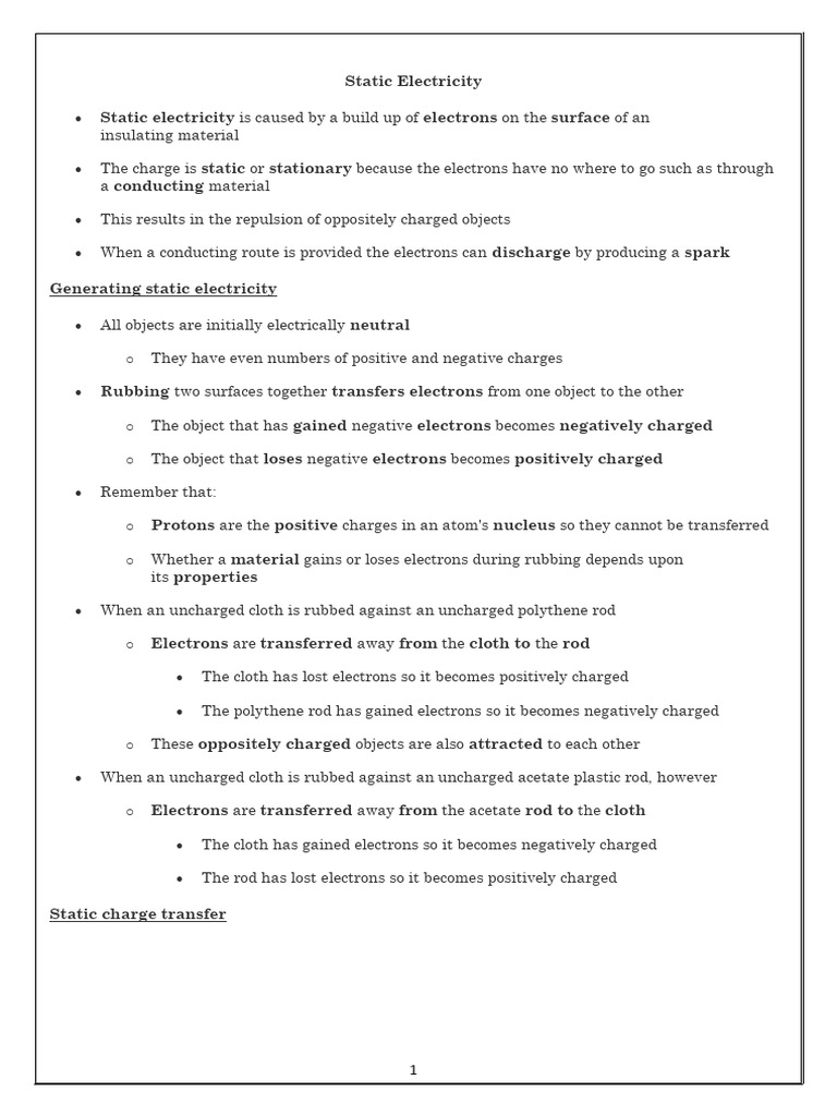 Understanding Static Electricity Basics | PDF | Electric Charge | Electron