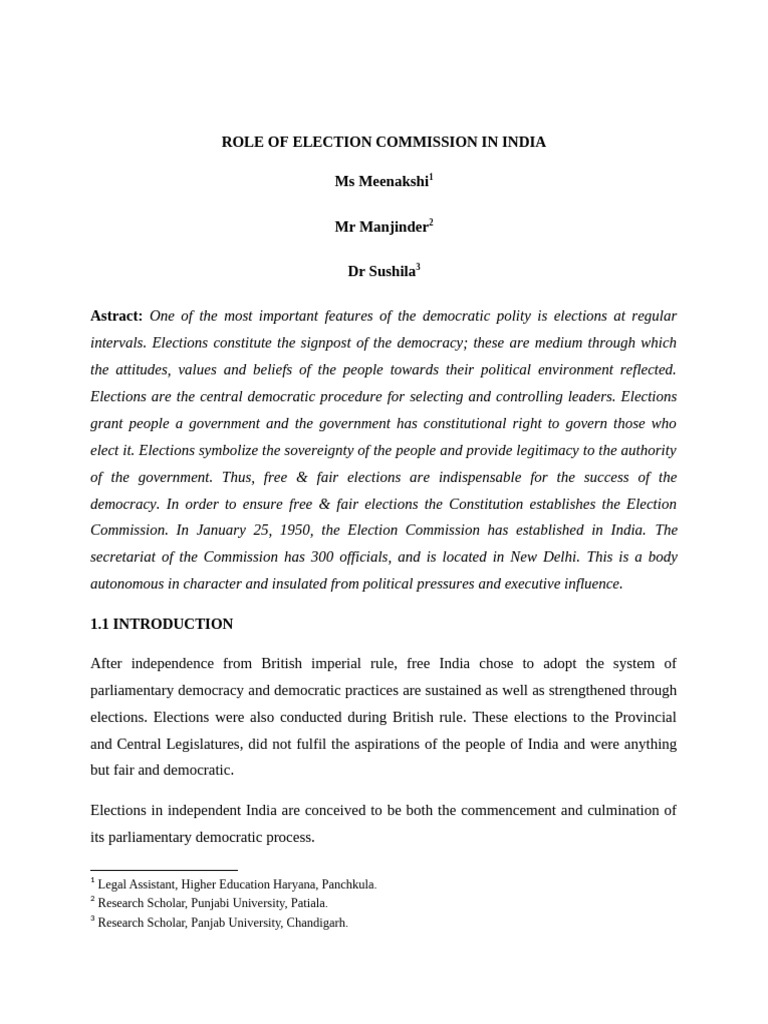 Election Commission's Role in India | PDF | Elections | Public Law