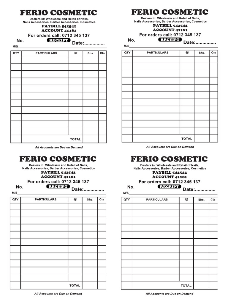 Ferio Cosmetic Receipt | PDF