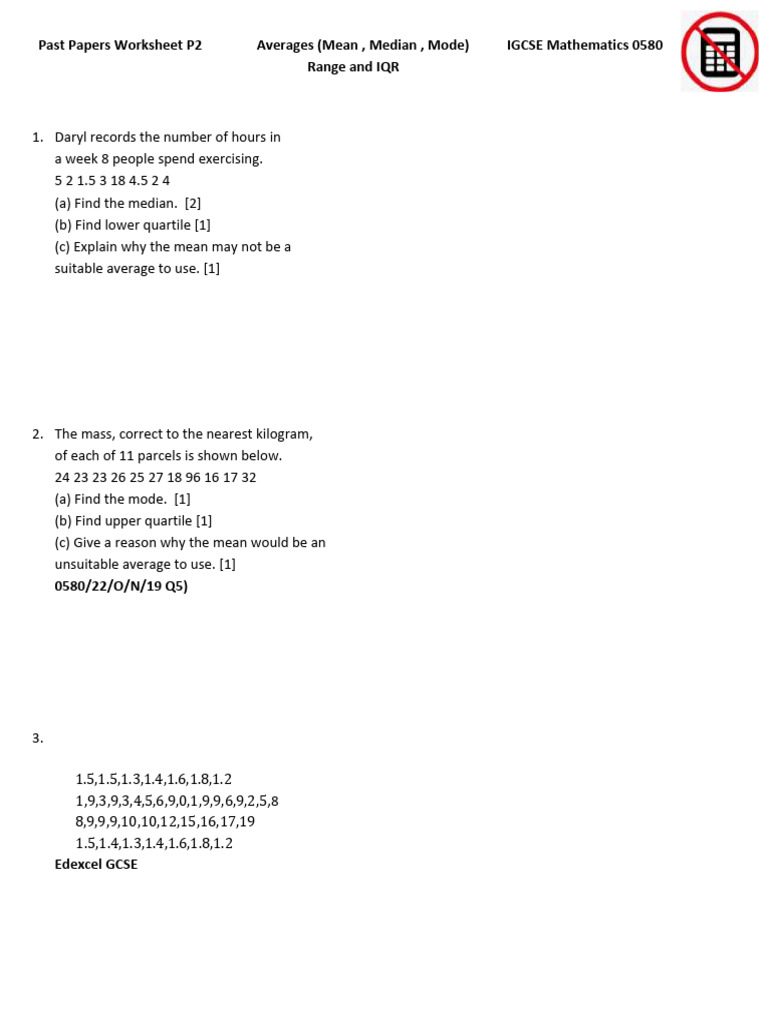 Averages and Data Analysis Exercises | PDF | Descriptive Statistics