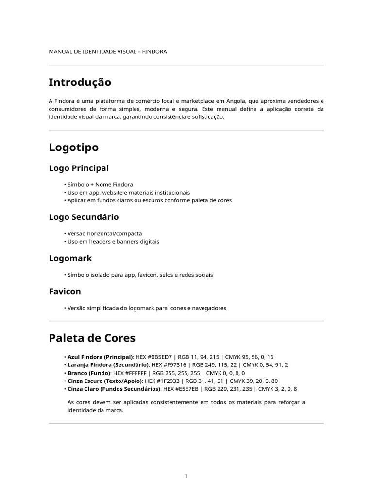 Manual de Identidade Visual Findora | PDF | Cor | Modelo de cores RGB