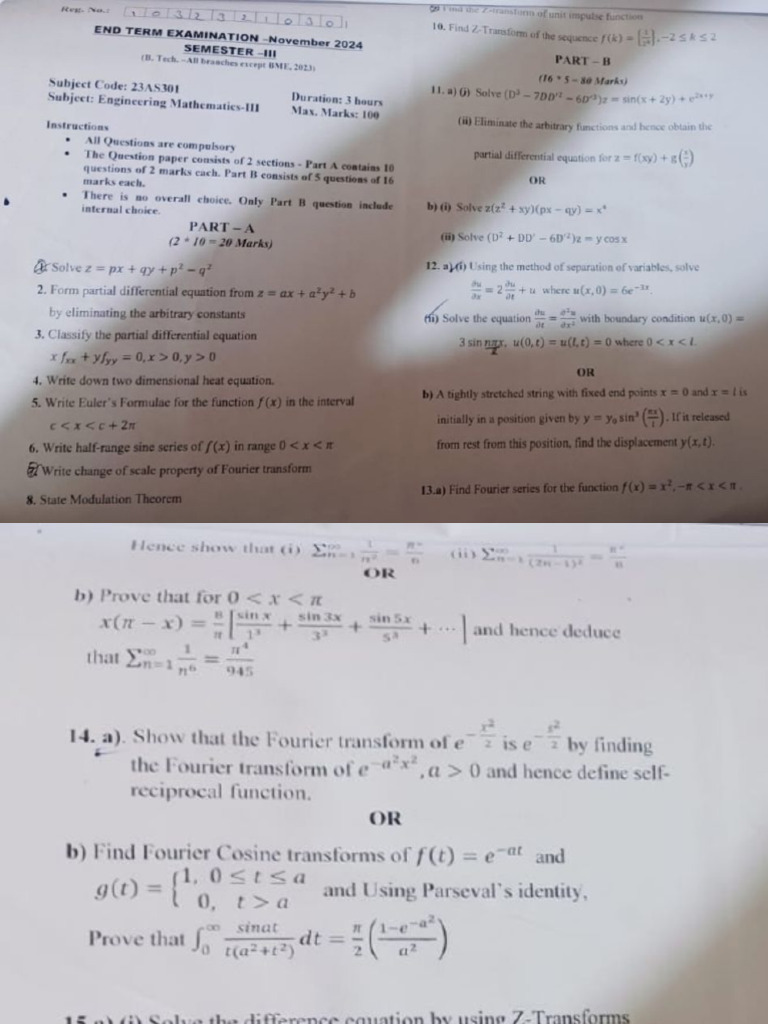 Maths-3 Endsem Pyq 23 | PDF
