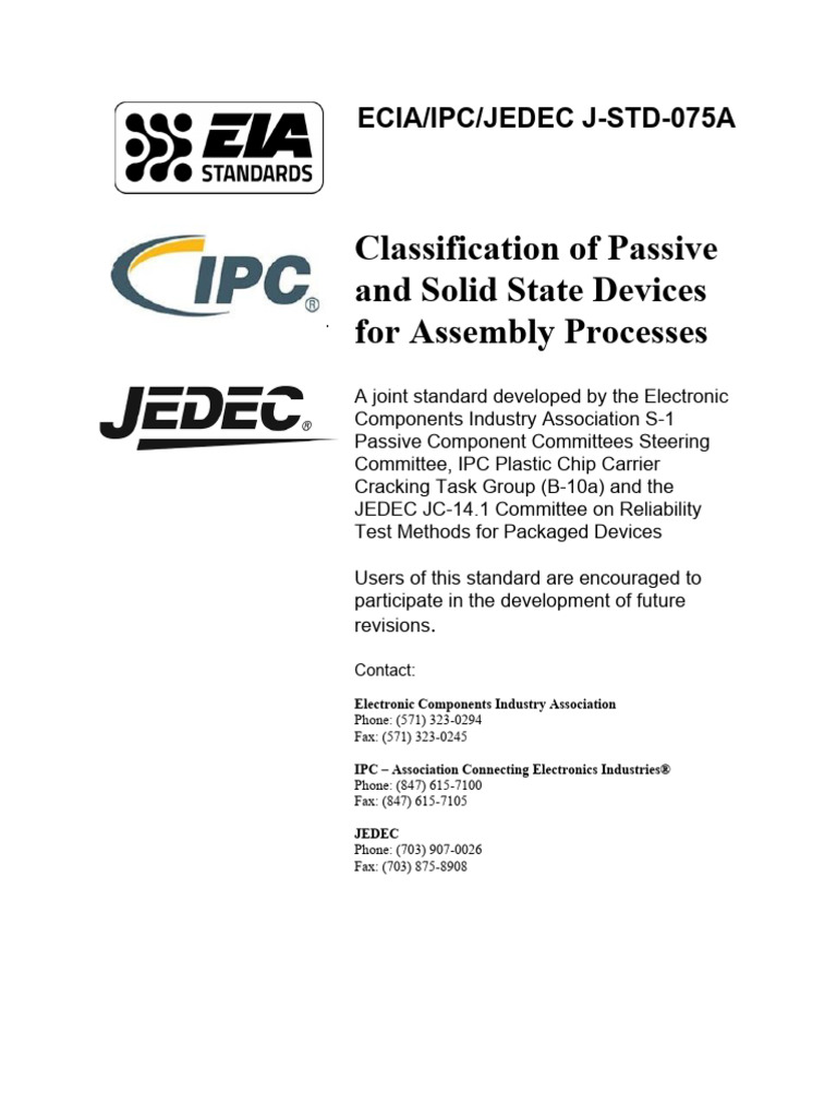 J-STD-075A_TOC (1) | PDF | Electrical Connector | Soldering