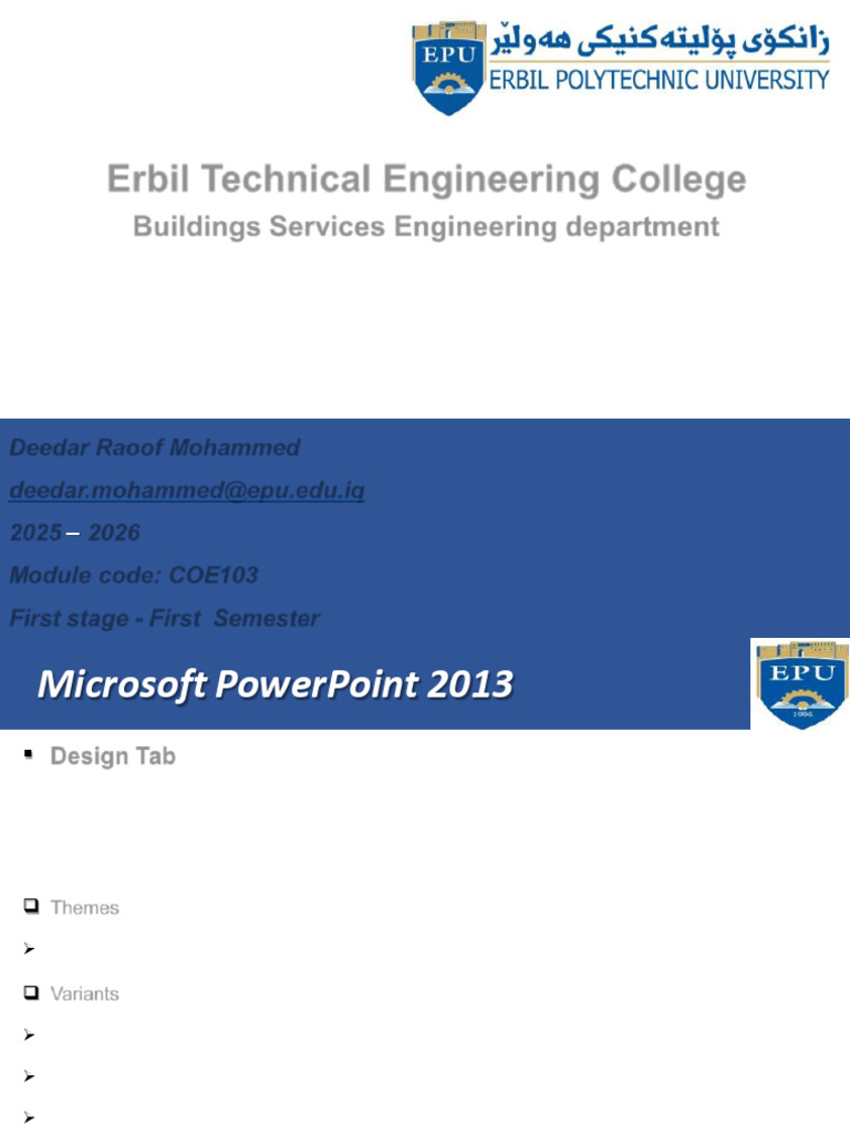 PowerPoint 2013 Design and Features Guide | PDF | Microsoft Power Point ...