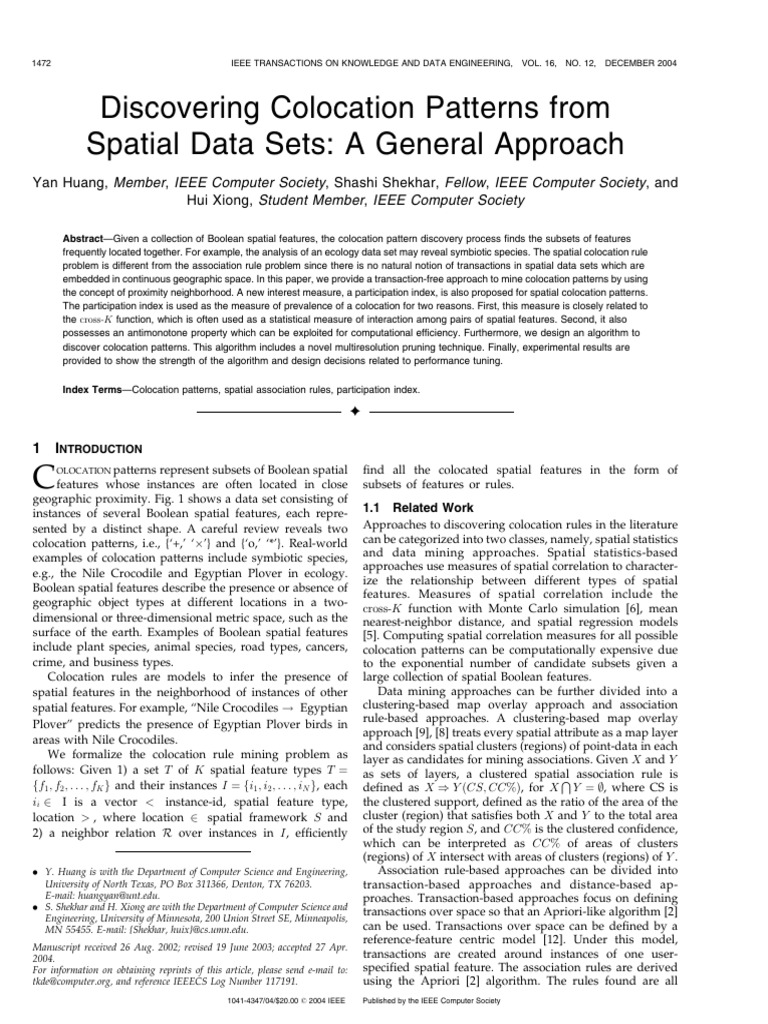 Discovering Colocation Patterns From Spatial Data Sets a General ...