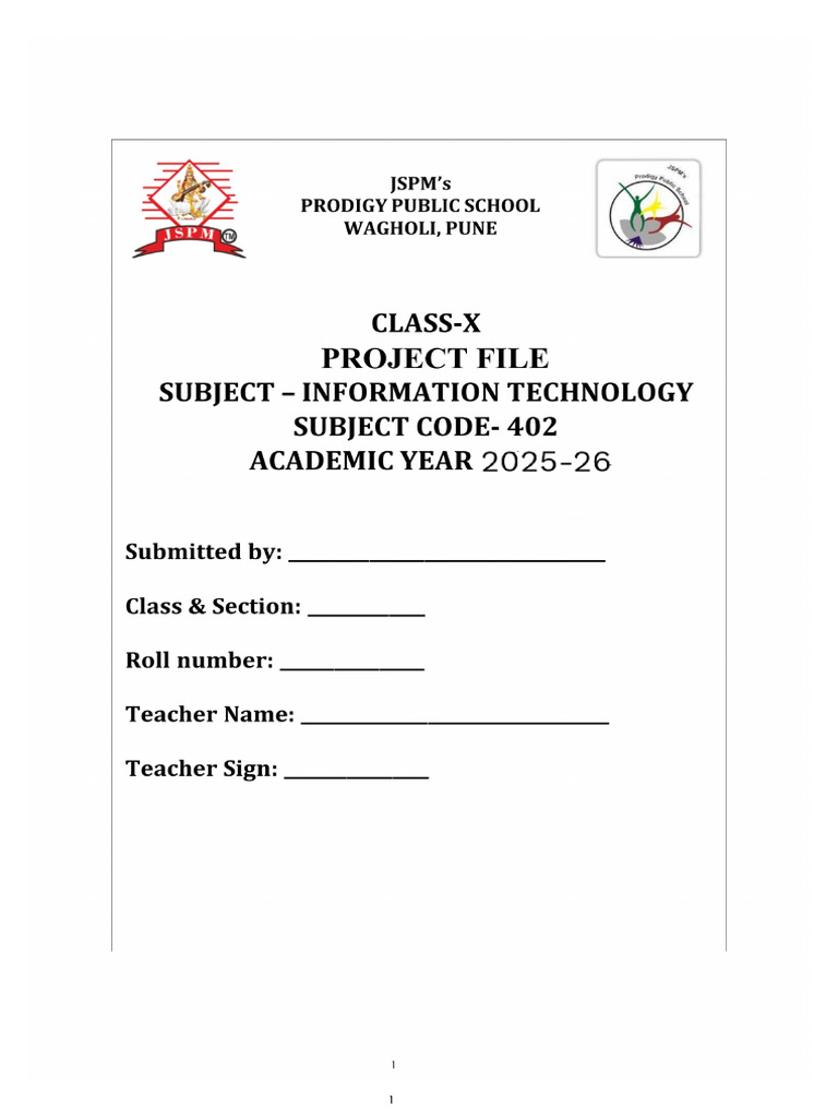 Class X Practical File Main Page | PDF