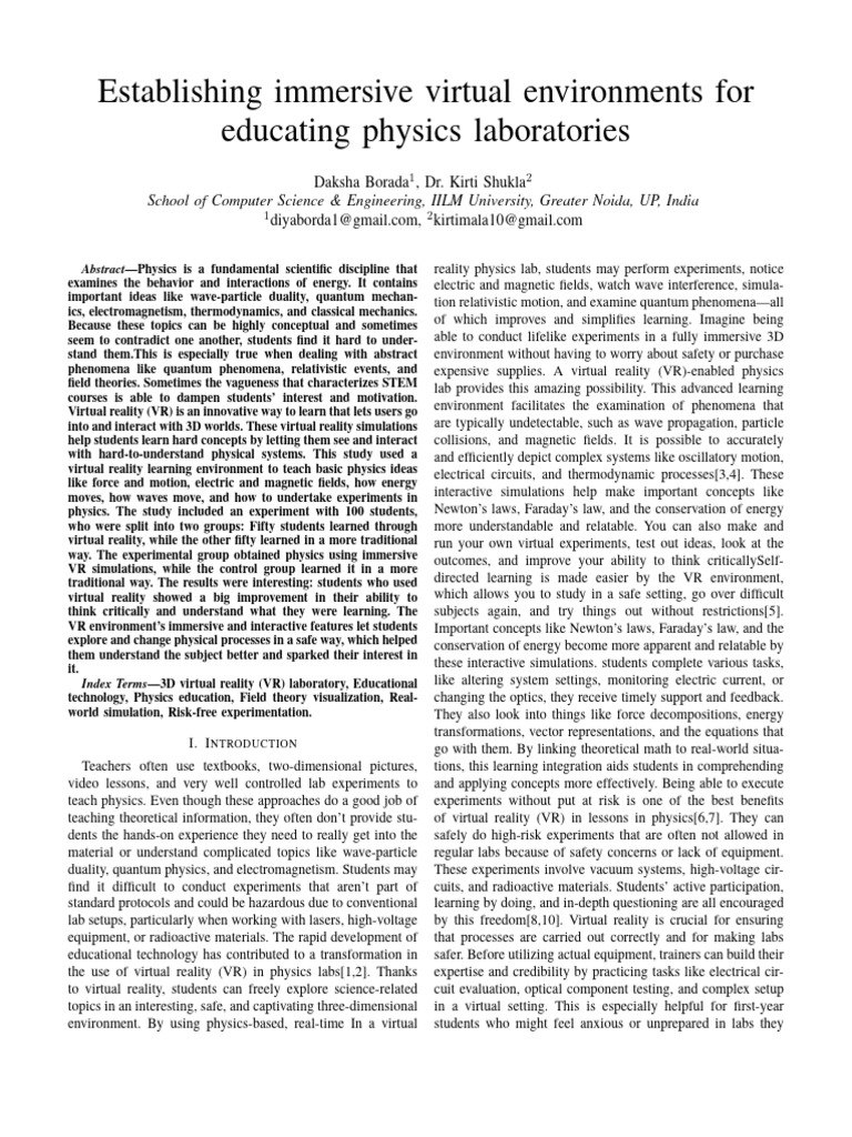 VR in Physics Education: Enhancing Learning | PDF | Virtual Reality ...
