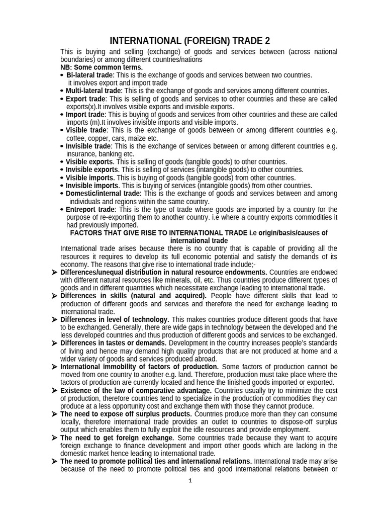 Understanding International Trade Concepts | PDF | Protectionism | Tariff
