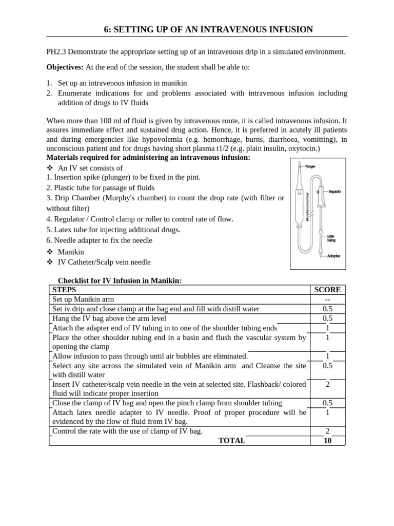 IV Infusion Setup Guide for Students | PDF | Intravenous Therapy ...