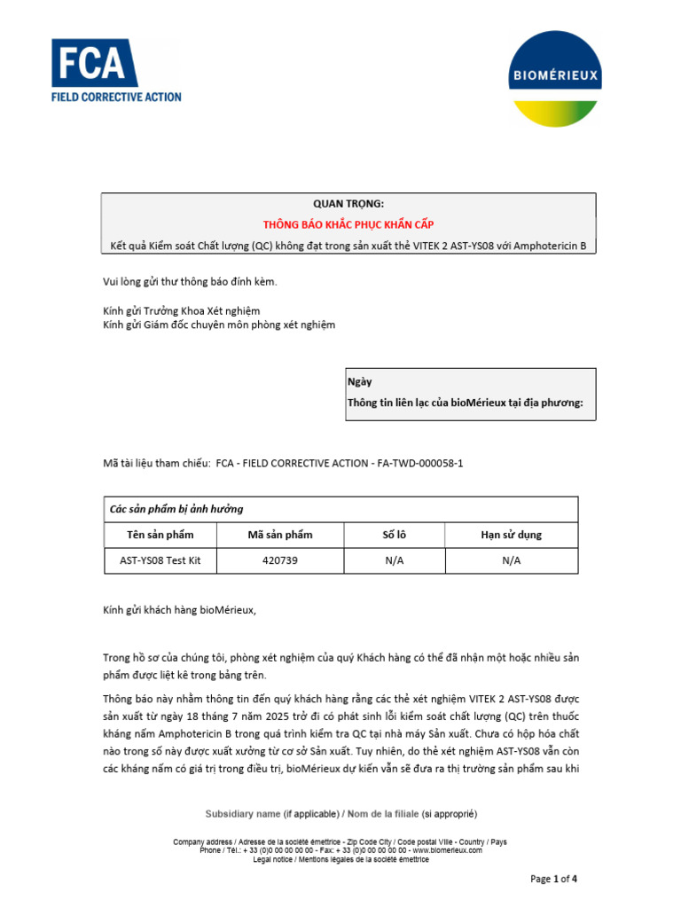Customer Letter - FA-TWD-000058-1 - FCA - VITEK® 2 AST-YS08 ...