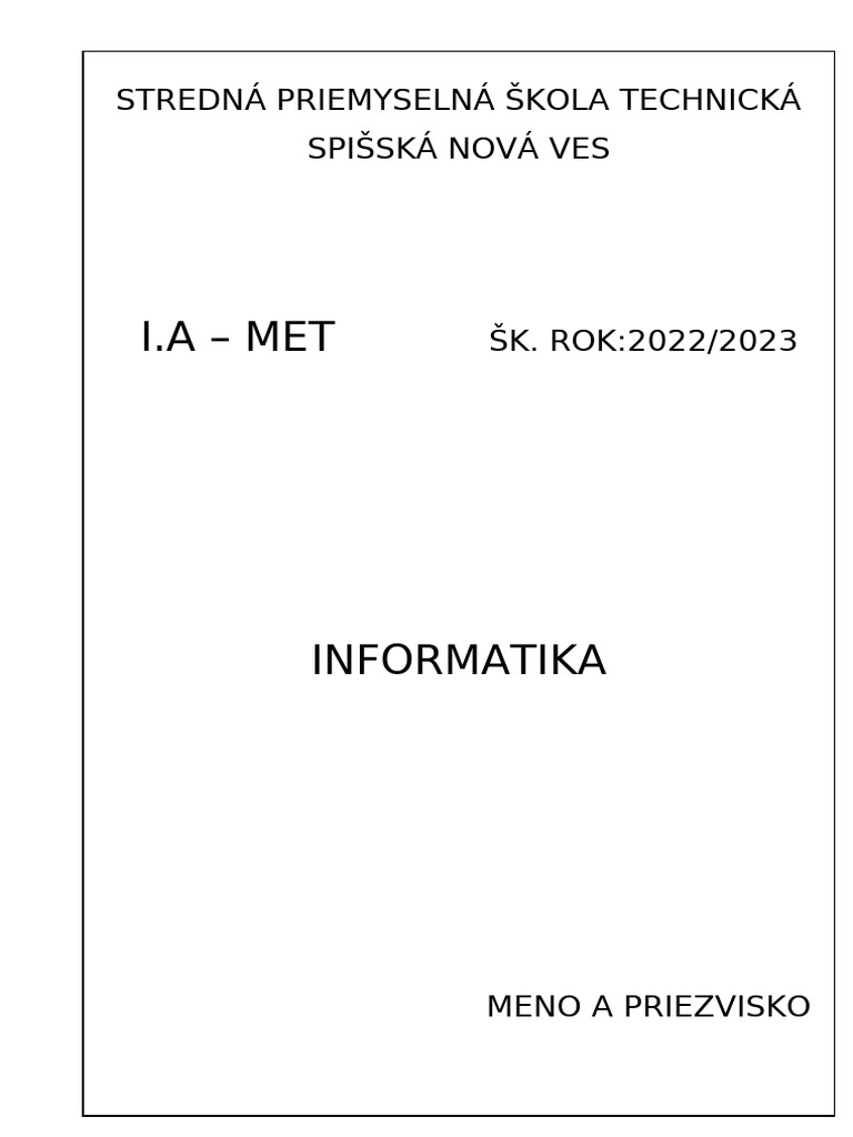 INF - Predna Strana | PDF