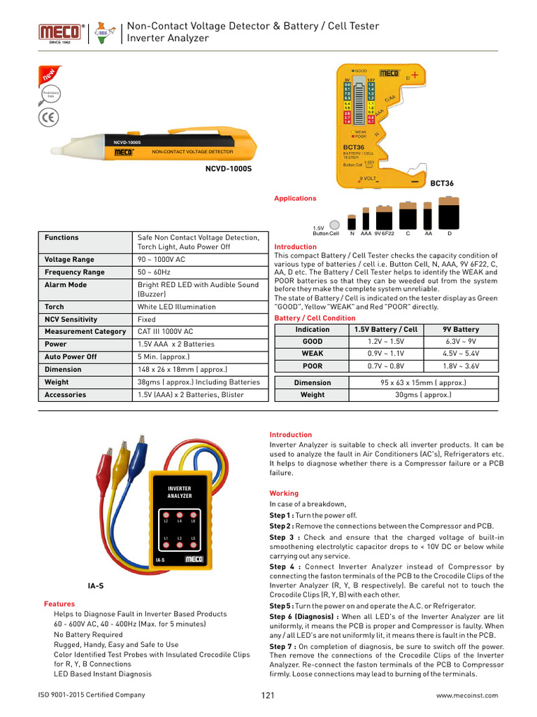 Noncontact Voltage Detector Model Ncvd1000s 301 | PDF | Power Inverter ...