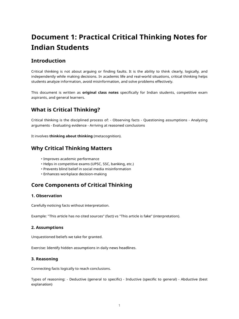 Three Original Study Resources for Scribd (1) | PDF | Critical Thinking ...