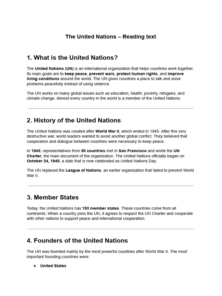 Overview of the United Nations | PDF | United Nations | International ...