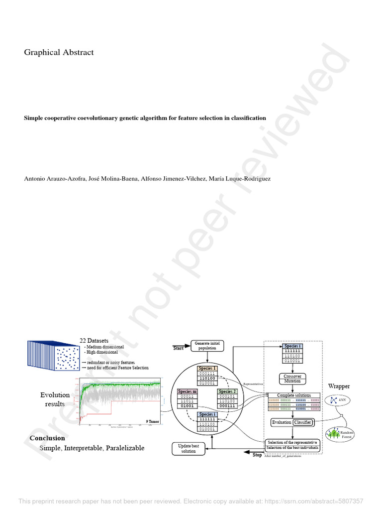 Cooperative Coevolutionary Algorithm for Feature Selection | PDF ...