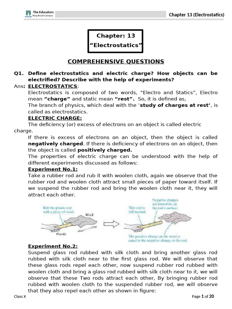 Understanding Electrostatics Concepts | PDF | Capacitor | Electric Field