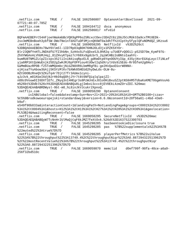 Netflix Cookie Consent Data Logs | PDF