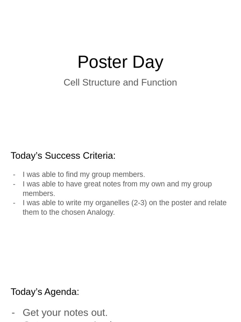 Cell Analogy Poster Project Guide | PDF