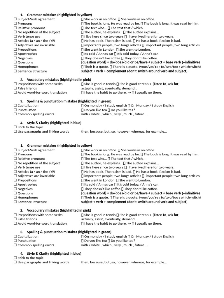 Common English Mistakes Guide | PDF | Verb | Subject (Grammar)