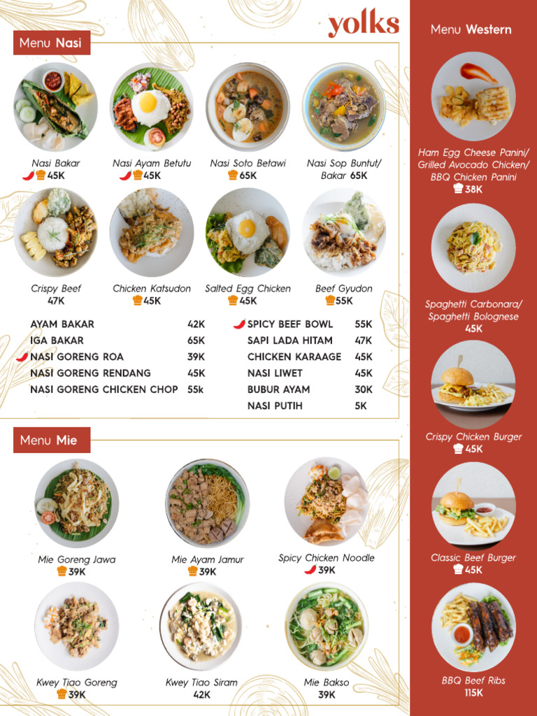Yolks Menu | PDF