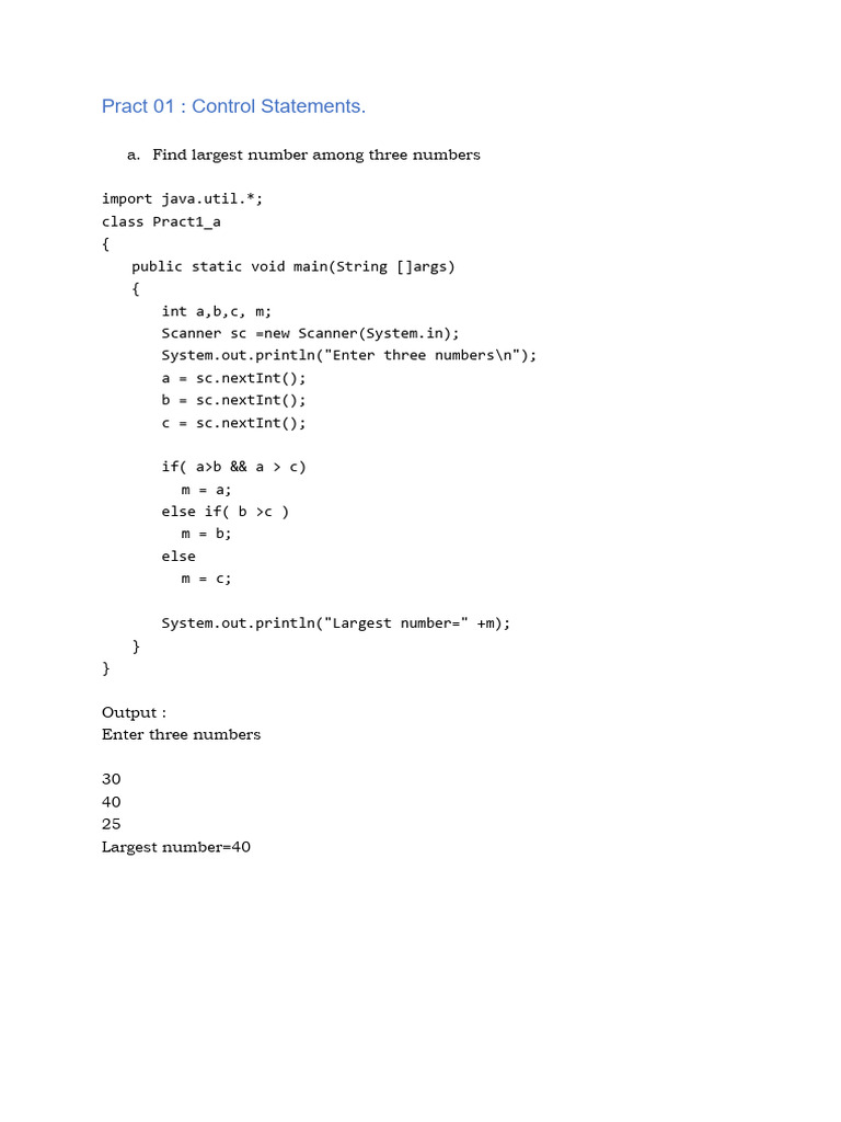 Java Control Statements Examples | PDF