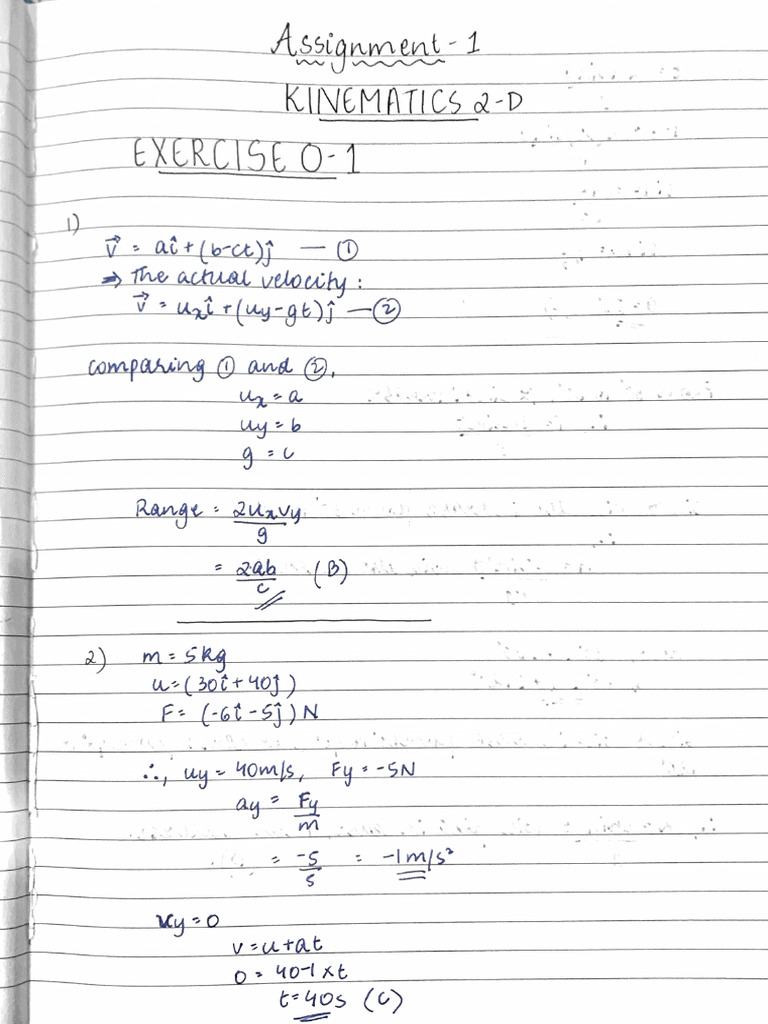 Assignment 1 - Kinematics 2d | PDF