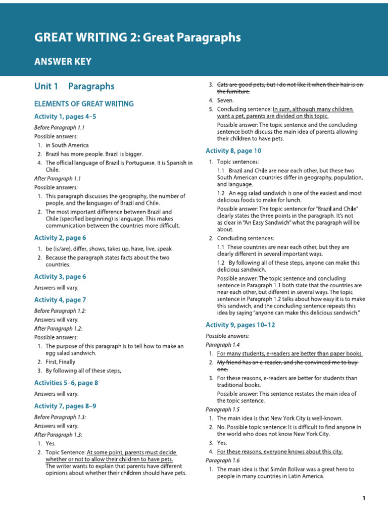 Great Writing 2 Key | PDF
