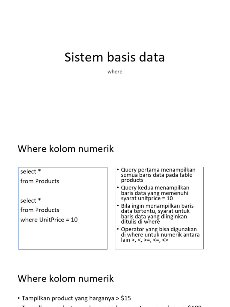 Panduan Penggunaan SQL Where Clause | PDF