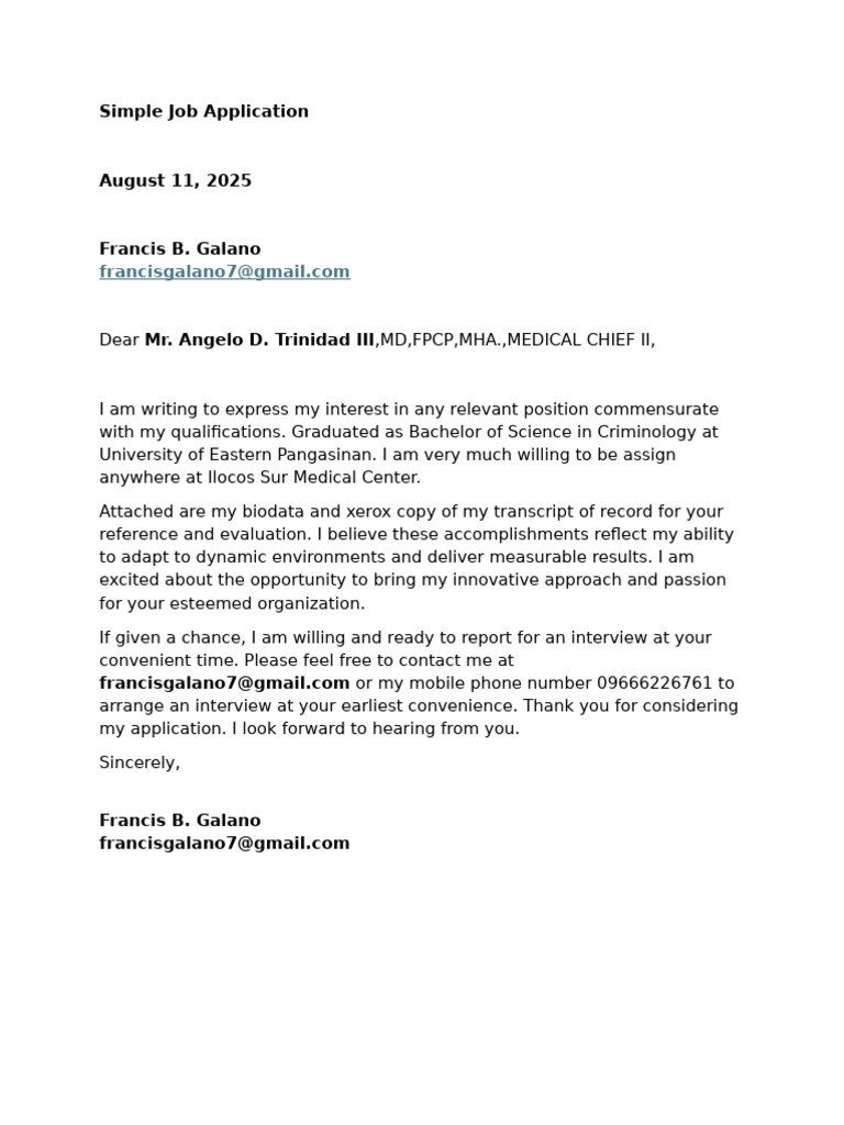 Simple Job Application | PDF