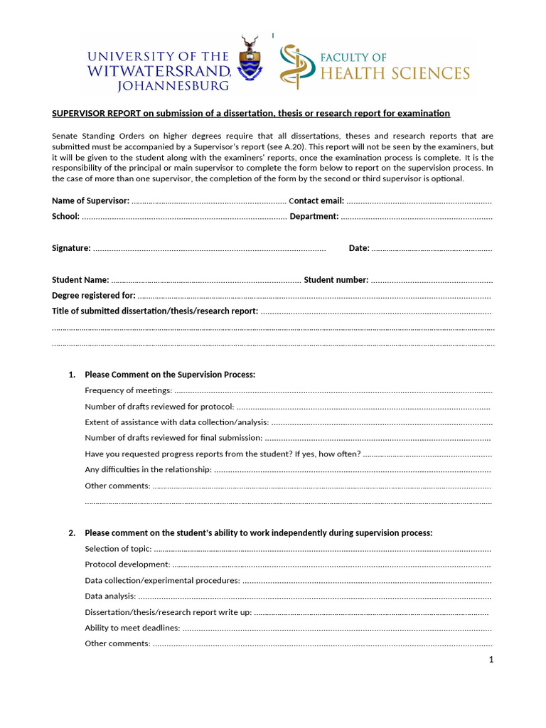 11. Supervisor(s) Report | PDF | Thesis