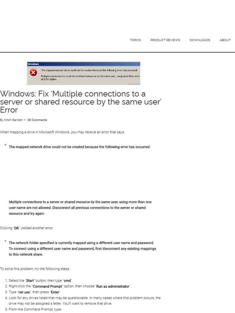 Fix Windows Multiple Connections Error | PDF | Microsoft Windows ...