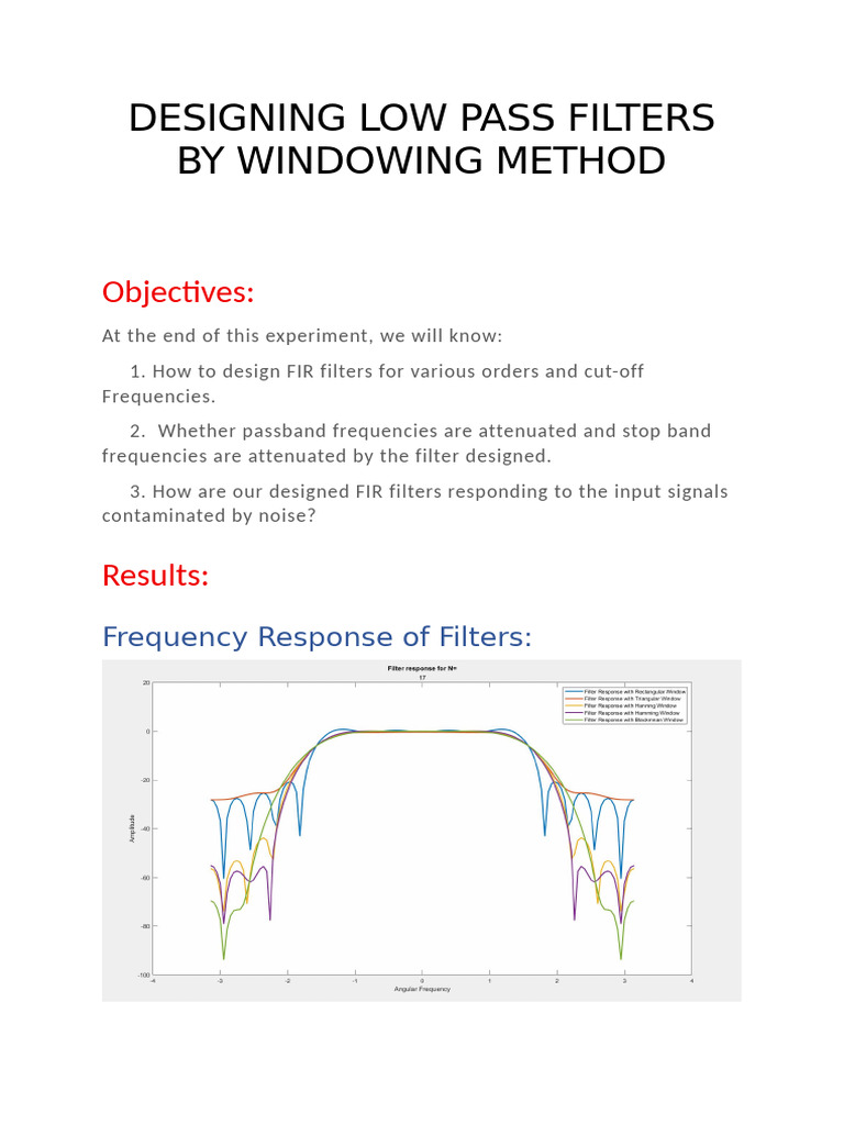 Designing FIR Low Pass Filters | PDF | Signal To Noise Ratio | Filter ...