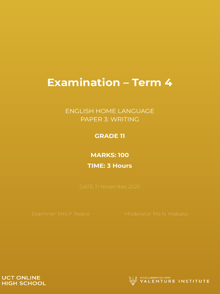 Grade 11 English Writing Exam Guide | PDF | Essays | Vocabulary