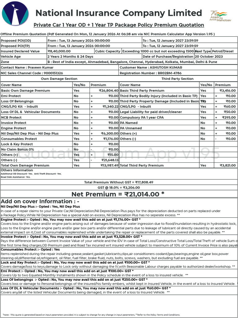 PC Quote_1768180102120 | PDF | Value Added Tax