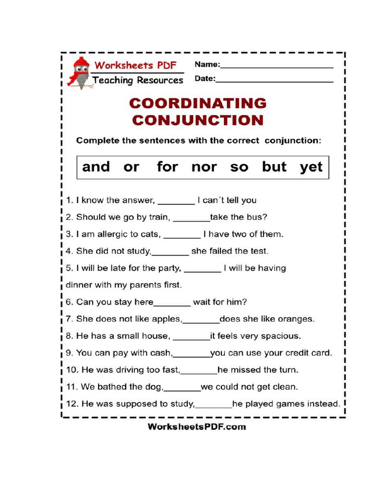 Conjunction Exercises | PDF