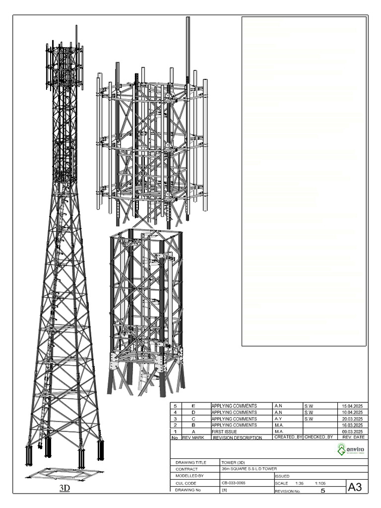 36m SQUARE S.S L.D TOWER - ERECTION DRAWINGS - REV.F | PDF | Screw ...