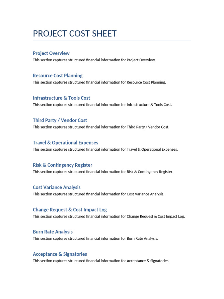 Comprehensive Project Cost Breakdown | PDF