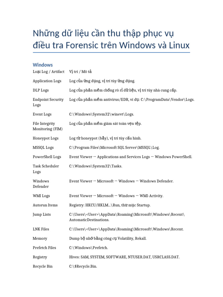 Forensic Windows Linux VN | PDF