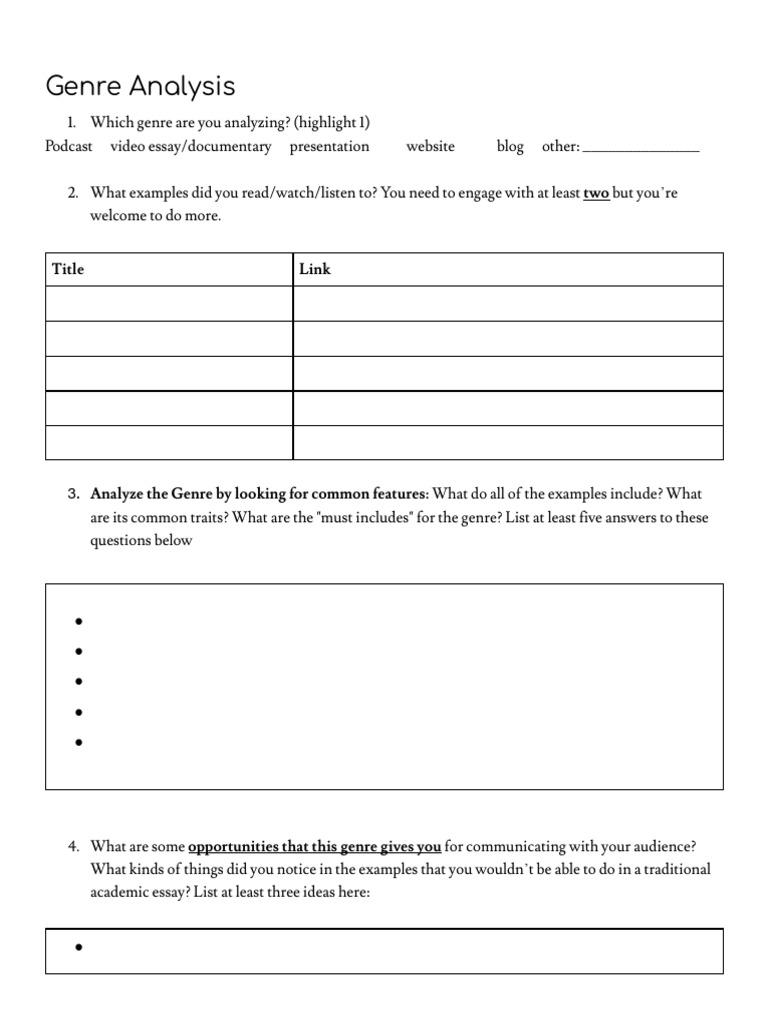 Genre Analysis for Media Formats | PDF