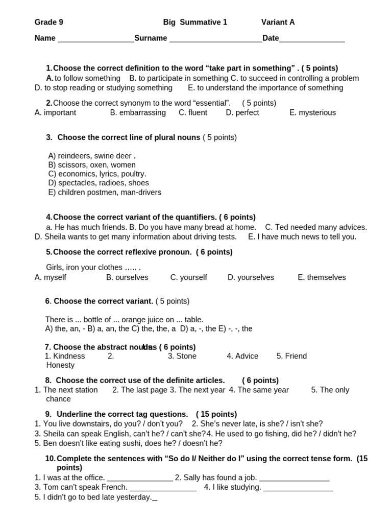 Grade 9 English Language Assessment | PDF | Coffee | Plants