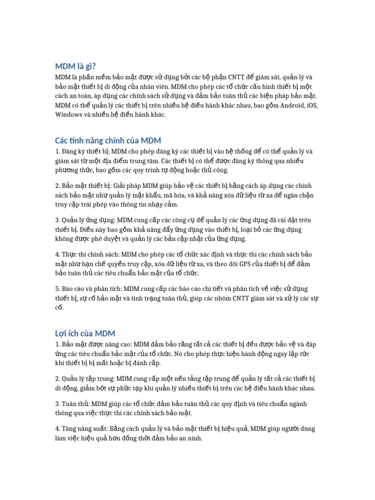 MDM Detailed Summary VN v1 | PDF