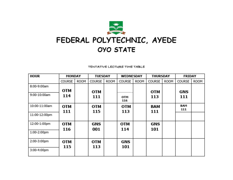 2025/2026 ND1 FT Lecture Timetable | PDF